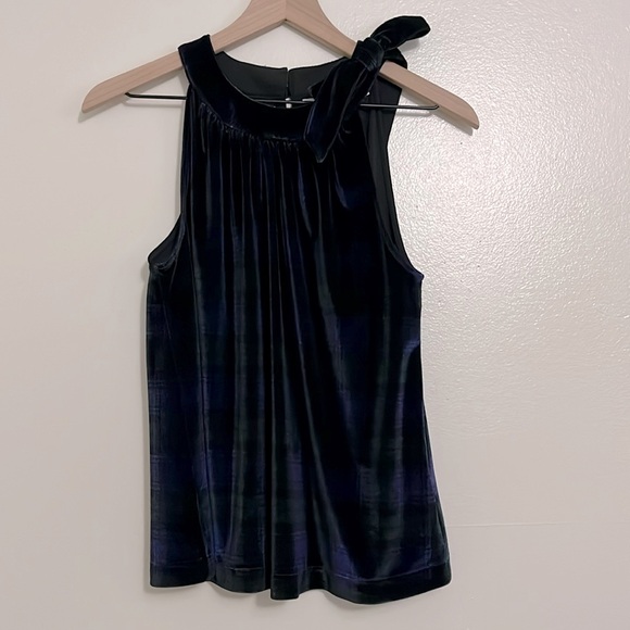 Vineyard Vines Velvet Plaid Bow Top - Picture 1 of 9